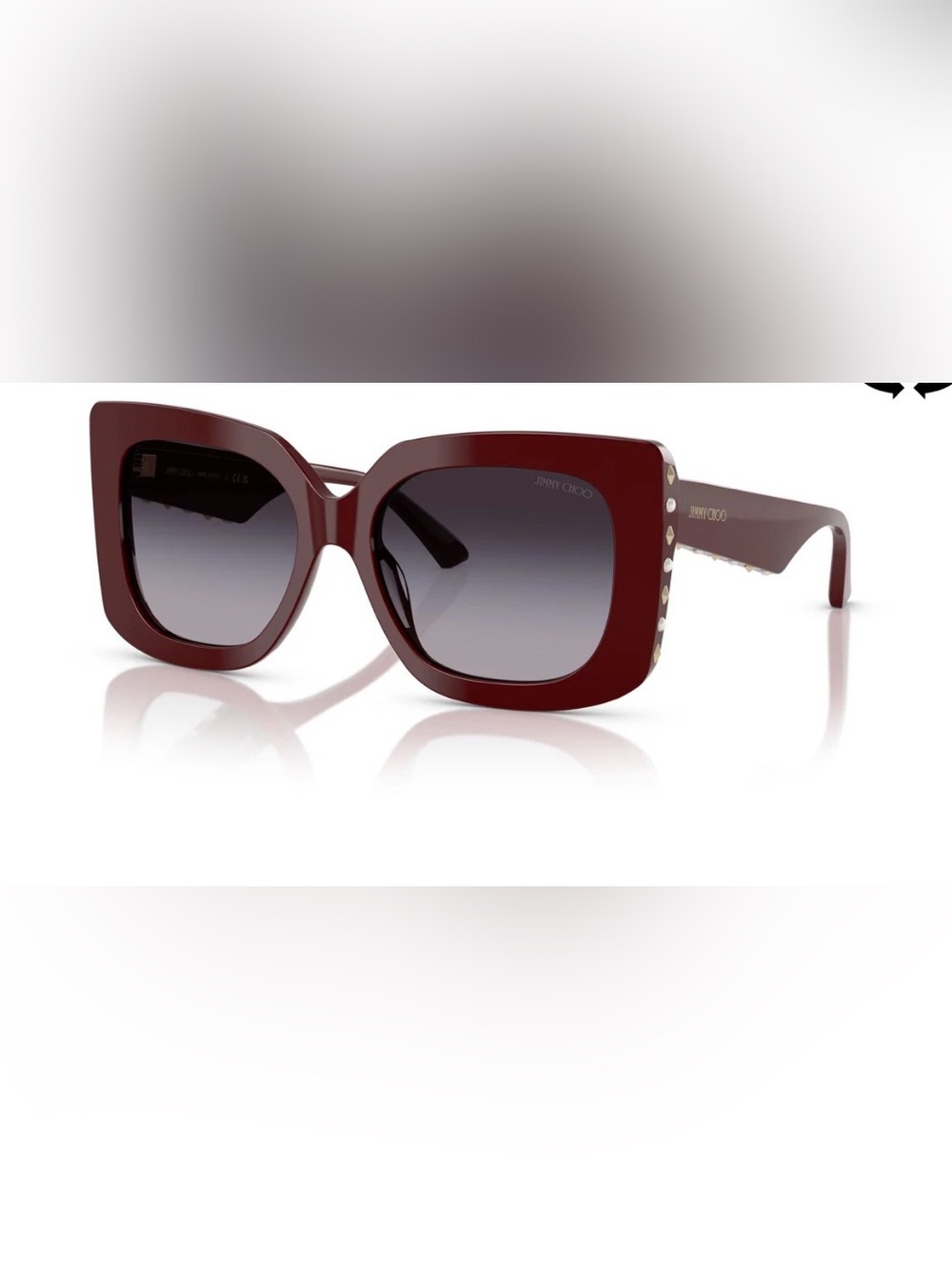 AuthenticJimmy Choo Oversized Square Sunglasses in Burgundy with Gradient Lenses